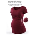 thumbnail image 3 of Yawrut Round Neck Maternity T-Shirt, Soft Stretchy Ruched Pregnancy Top, Casual Short Sleeve Maternity Tee for All Trimesters, Daily Home Work Pregnant Shirts, 3 of 9