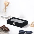 thumbnail image 6 of Coward Jewelry Organizer Display Case,Black Jewelry Storage Tray Boxes for Multiple Rings,earrings,cufflinks,Glass Lid,Stackable（15 Grids）, 6 of 7