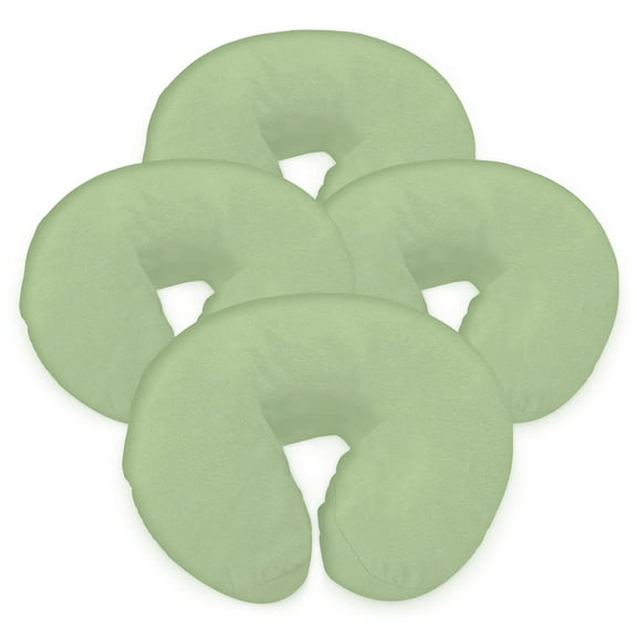 London Linens Pure Cotton Massage Face Cradle Head Foam Cover, Baby Green 4-Pack