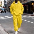 thumbnail image 2 of CCRFTGI Men's Tracksuit 2 Piece Hooded Athletic Sweatsuits Casual Running Jogging Sport Suit Sets Yellow M, 2 of 6