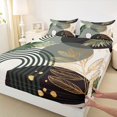 thumbnail image 4 of Castle Fairy Boho Tropical Leaf Queen Sheet Sets 4 Pieces for Kids, Geometric Print Bed Set for Bedroom, Green Black, 4 of 6