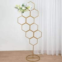 Efavormart 6ft Gold Metal Honeycomb Floor Standing Balloon Display Arch, Wedding Flower Frame Backdrop Stand