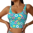 thumbnail image 2 of Haiem Donut Pattern Womens Sports Bra - U Neck Padded Low Impact Yoga Bra Workout Crop Top Gym Moisture-Wicking Workout Vest -Medium, 2 of 9