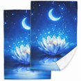 thumbnail image 1 of wonima44 Water Lily Magic Hand Towels Set of 2, Flower Moon Soft Absorbent Hand Towels for Kitchen Home Gym Beach 16"x24", 1 of 1