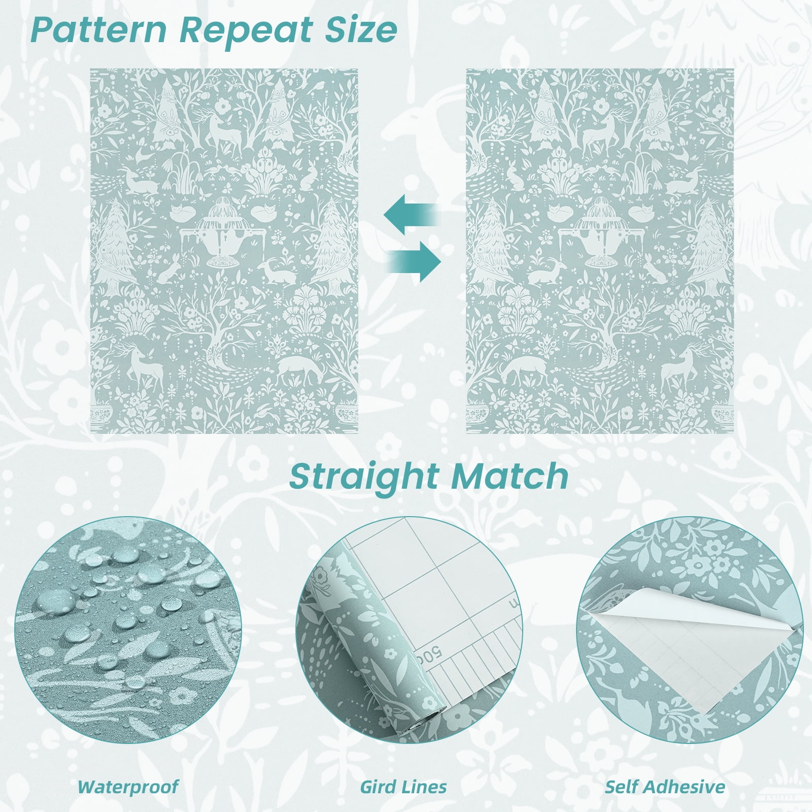 DAZLUTE Peel and Stick Wallpaper Forest Wallpaper Self Adhesive Removable Wallpaper Grey and White Contact Paper 17.71" x 394"