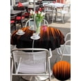 thumbnail image 5 of Outdoor Tablecloth with Umbrella Hole for Patio/Picnic/Party/Camping, Burnt Orange Black Ombre Waterproof Table Cloth Round Cover Washable, Modern Abstract Striped Gradient (Dia 54"), 5 of 8