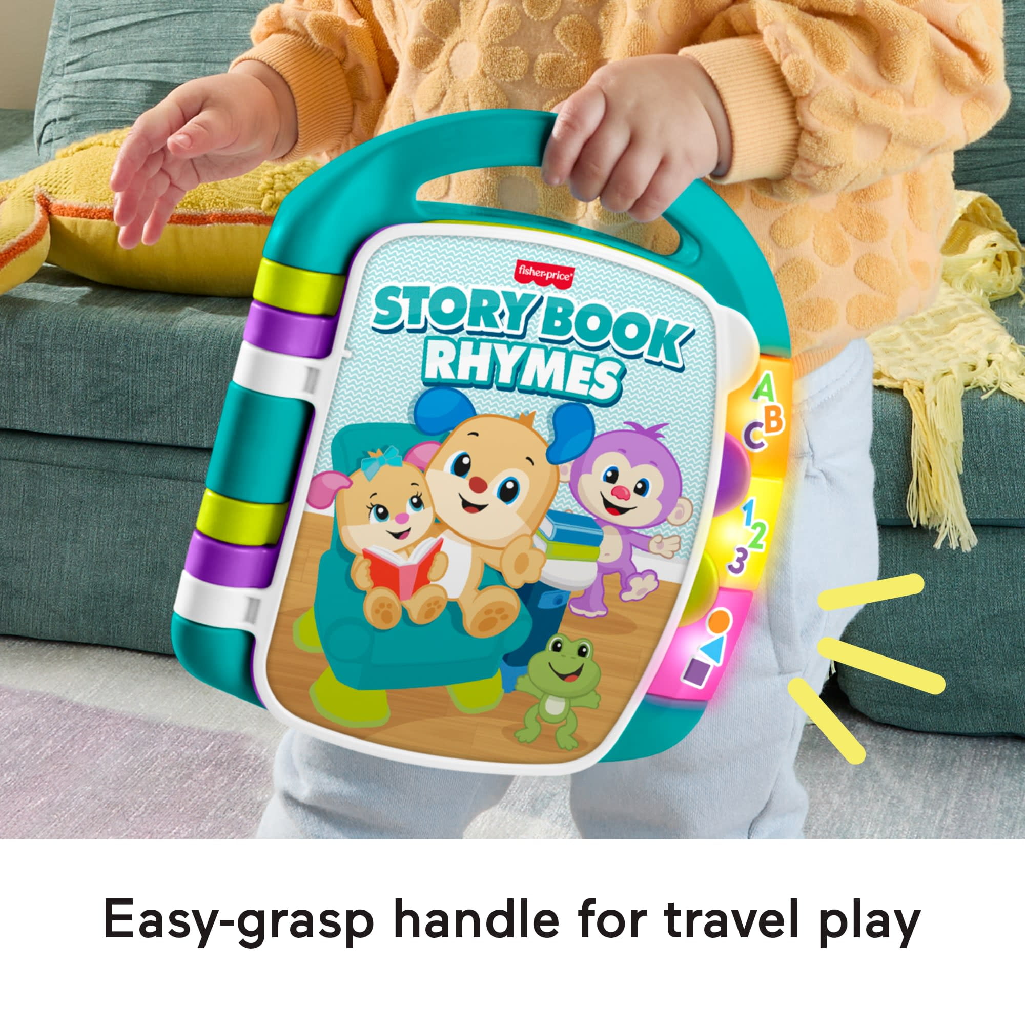 Fisher-Price Laugh & Learn Storybook Rhymes Musical Electronic Learning Toy for Baby & Toddler, Teal
