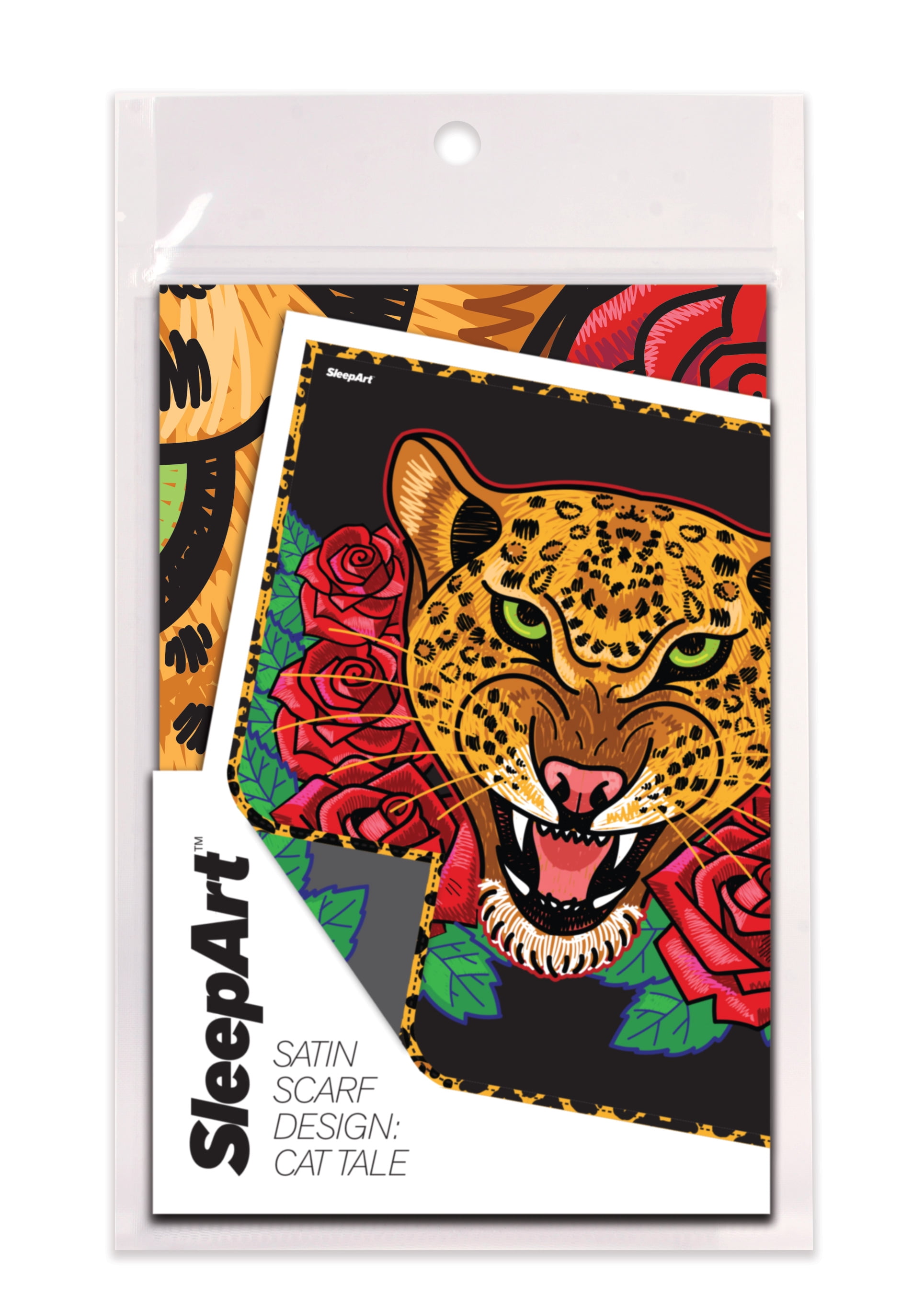dubbel Kloppen dynamisch SleepArt Scarf Cat Tale Square Soft and Shiny Scarf, Black with Tiger and  Rose Design, Animal Print Edge - Walmart.com