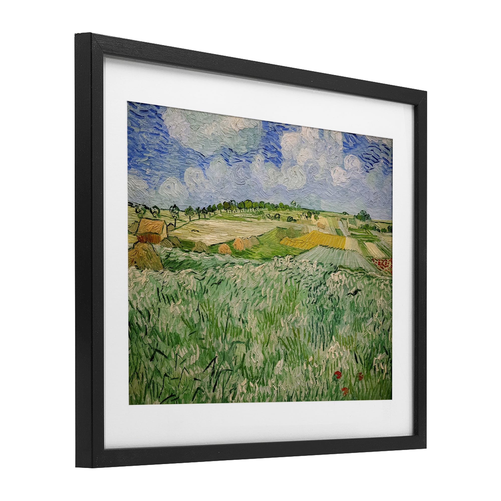 Stupell Industries Plain Near Auvers Painting Black Framed Print Under Glass, design by Vincent Van Gogh