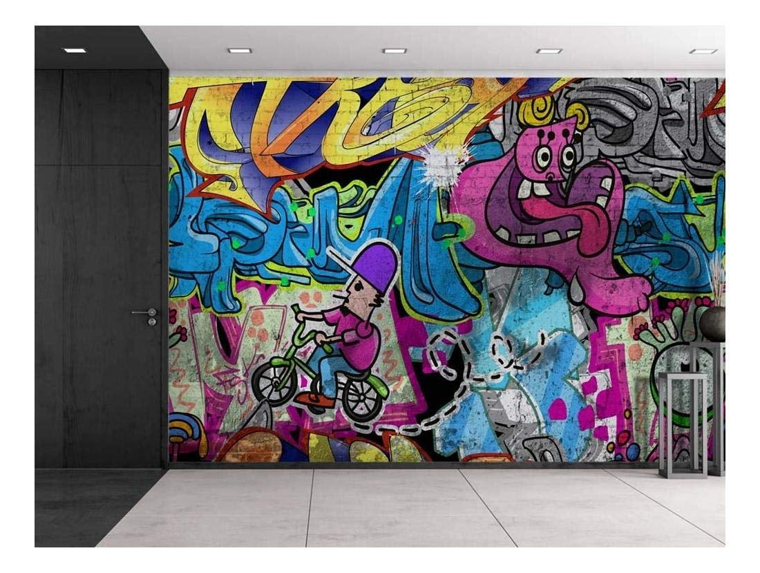 Wall26 Colorful Banksy Street Graffiti Peel & Stick Wallpaper, 100"x144