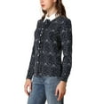 thumbnail image 4 of MODA NOVA Junior's Polka Dots Button Up Shirt Long Sleeve Top Blouse Navy Blue XL, 4 of 5