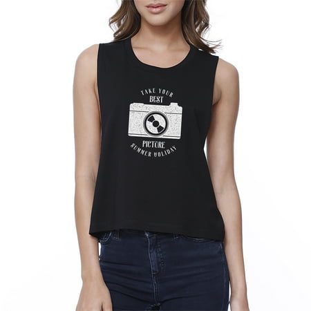 Best Summer Picture Black Graphic Crop Tank Top For Women Gift