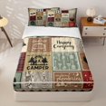 thumbnail image 2 of Erosebridal Happy Camping Zipper Twin Comforter Sets with Fitted Sheet and 2 Pillowcases, Camper Checkered Zipper Bedding Set, Brown Red, 2 of 7