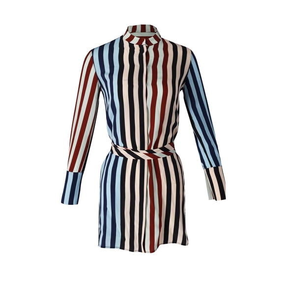 Pre-Owned Diane von Furstenberg Striped Shirt Dress in Multicolor Silk