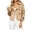Khaki B, variant on Women's Stand Collar Button Jacket, Long Sleeve Structured Casual Outerwear with Shoulder Tabs