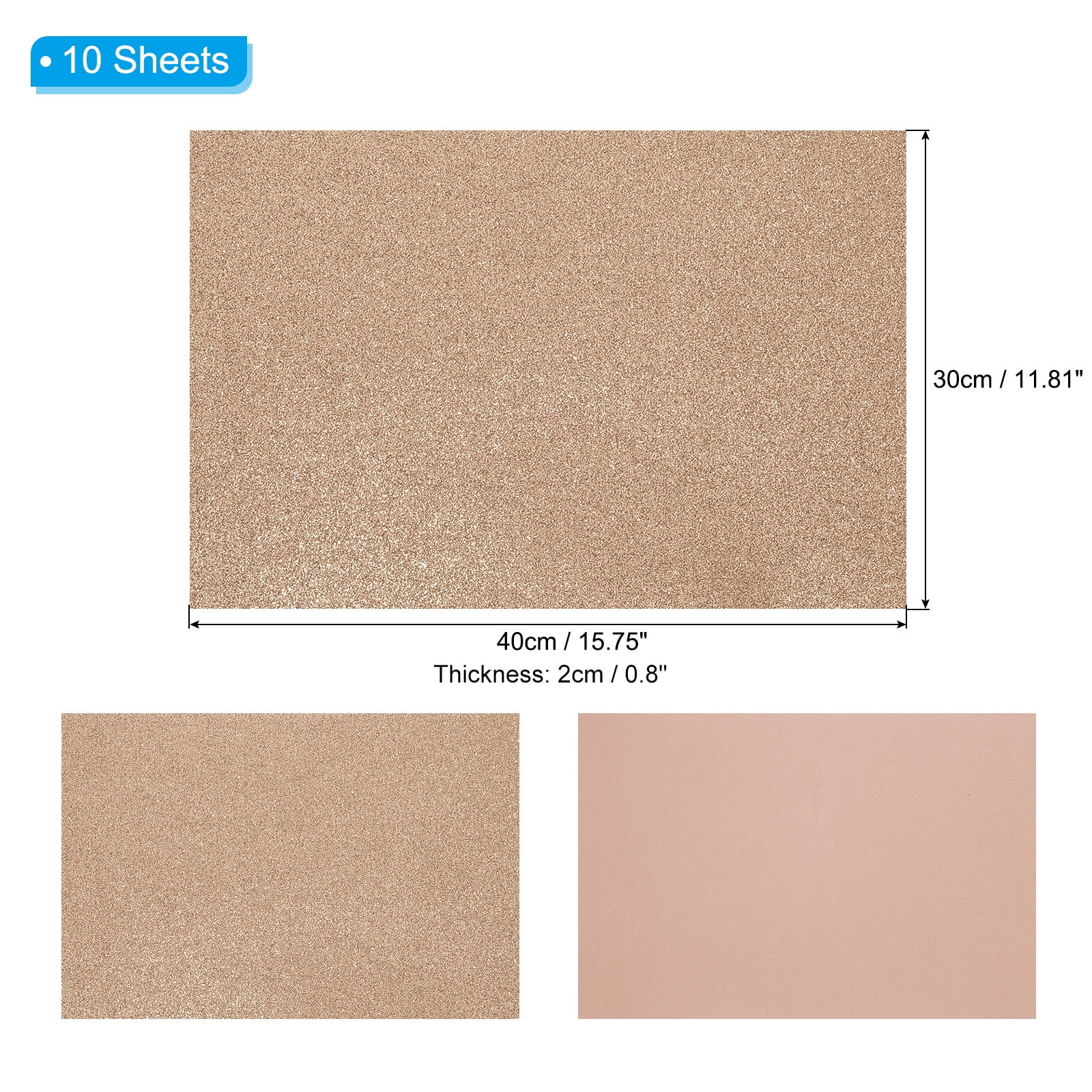 Uxcell 20 Sheets 2mm Glitter Foam Sheet, 16" x 12" White Sparkle EVA Paper