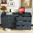 thumbnail image 3 of 55.1"W 6-Drawer Double Dresser Black Gold Storage Cabinet Chest NavyBlue, 3 of 5
