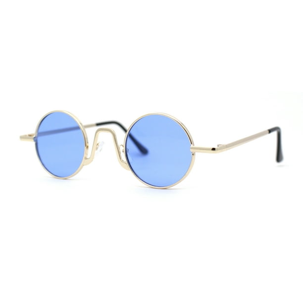Retro Stoner Pimp Micro Round Circle Pop Color Lens Sunglasses Gold ...