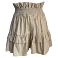 thumbnail image 6 of CAIVO Women Summer Fashion Waist Cinching Ruffle Casual Shorts Loose Fit Beach Bottoms Stylish Outdoor Work Solid Color Bottoms, 6 of 7