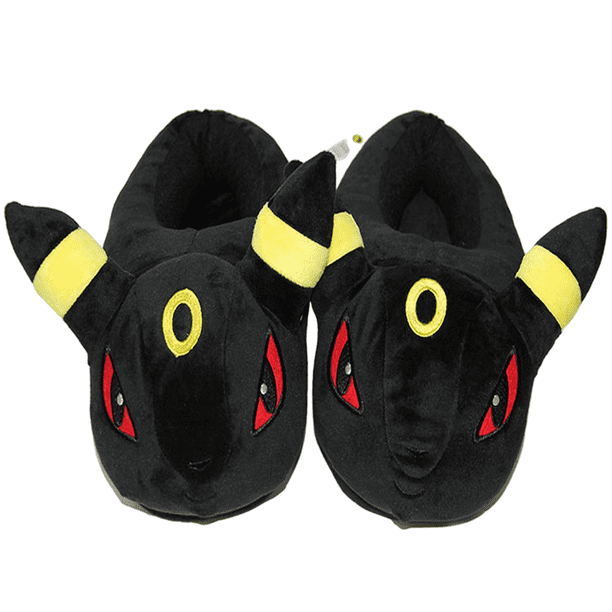 ETERSTARLY Umbreon Cartoon Anime Plush Slippers Indoor Floor Shoes,Full  Foot Cover Warm Slippers for Unisex,Black 