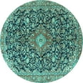 thumbnail image 1 of Ahgly Company Machine Washable Indoor Round Medallion Turquoise Blue Traditional Area Rugs, 5' Round, 1 of 4