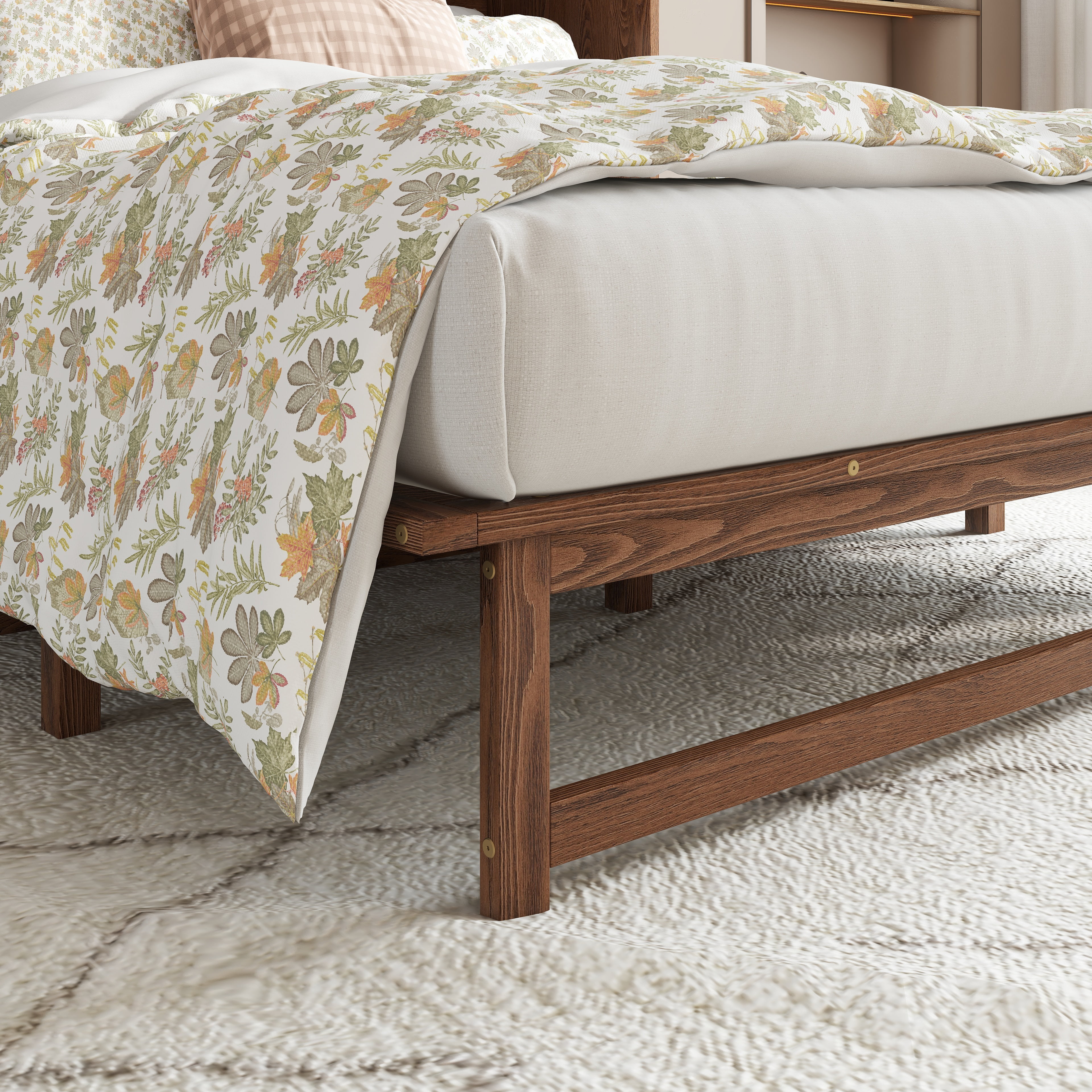 Sailvan Queen Size Murphy Bed with USB Port Shelves on Each Side, Solid Pine Murphy Cabinet Bed
