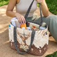 thumbnail image 2 of FOR U DESIGNS Deer Flower Cross Print Tote Bag for Women, Quilted Top Handbag with Side Pockets Lightweight Reversible Hobo Bag, Two Tone Tote Purse for Ladies School, 2 of 6