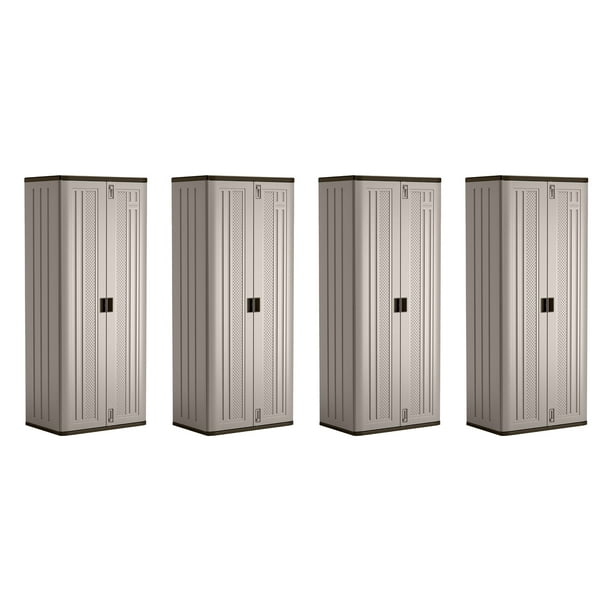Suncast Tall Storage Building with Shelves and Doors, Platinum