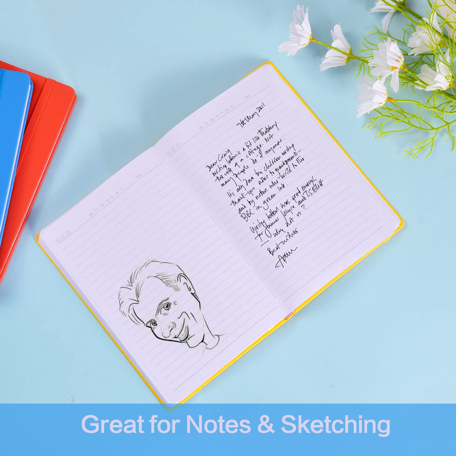 Hardcover-journal-notebooks  6 Packs A5 Lined Journals Notebook For Writing 200 Pages 8.2 X 5.5 Inch 6 Colors Classic Ruled Notebooks Work/travel/college