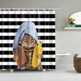thumbnail image 3 of Juego de cortina de ducha impermeable con diseño de gatito, 71 x 71 pulgadas, con 12 ganchos, cortina de ducha de tela para baño, cortina de bañera de tela, resistente al moho, secado rápido, dobladi, 3 of 5