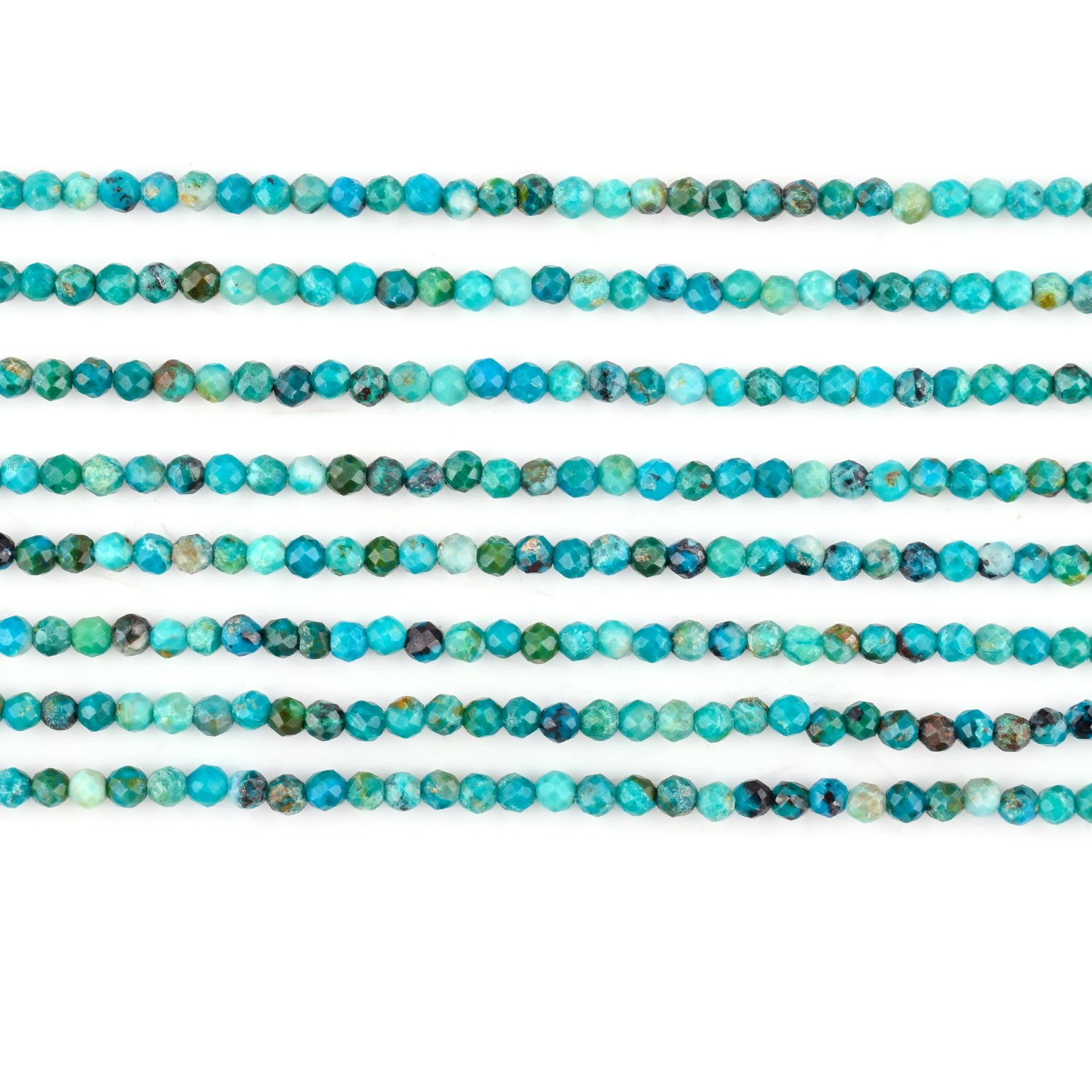 QNAVIC Genuine Turquoise Gemstone Micro Faceted Rounds Beads Strand Drilled Stone Chakra Healing Crystals DIY Jewelry Making Wholesale Bulk Loose Supply Strand 30 Centimeter (1 Strand)