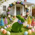 thumbnail image 4 of Luoshdecor Flocked Bunny Easter Decorations,Artificial Green Moss Rabbit Sculpture Easter Decoration Party Gifts Table Graden Home Decoration, 4 of 6