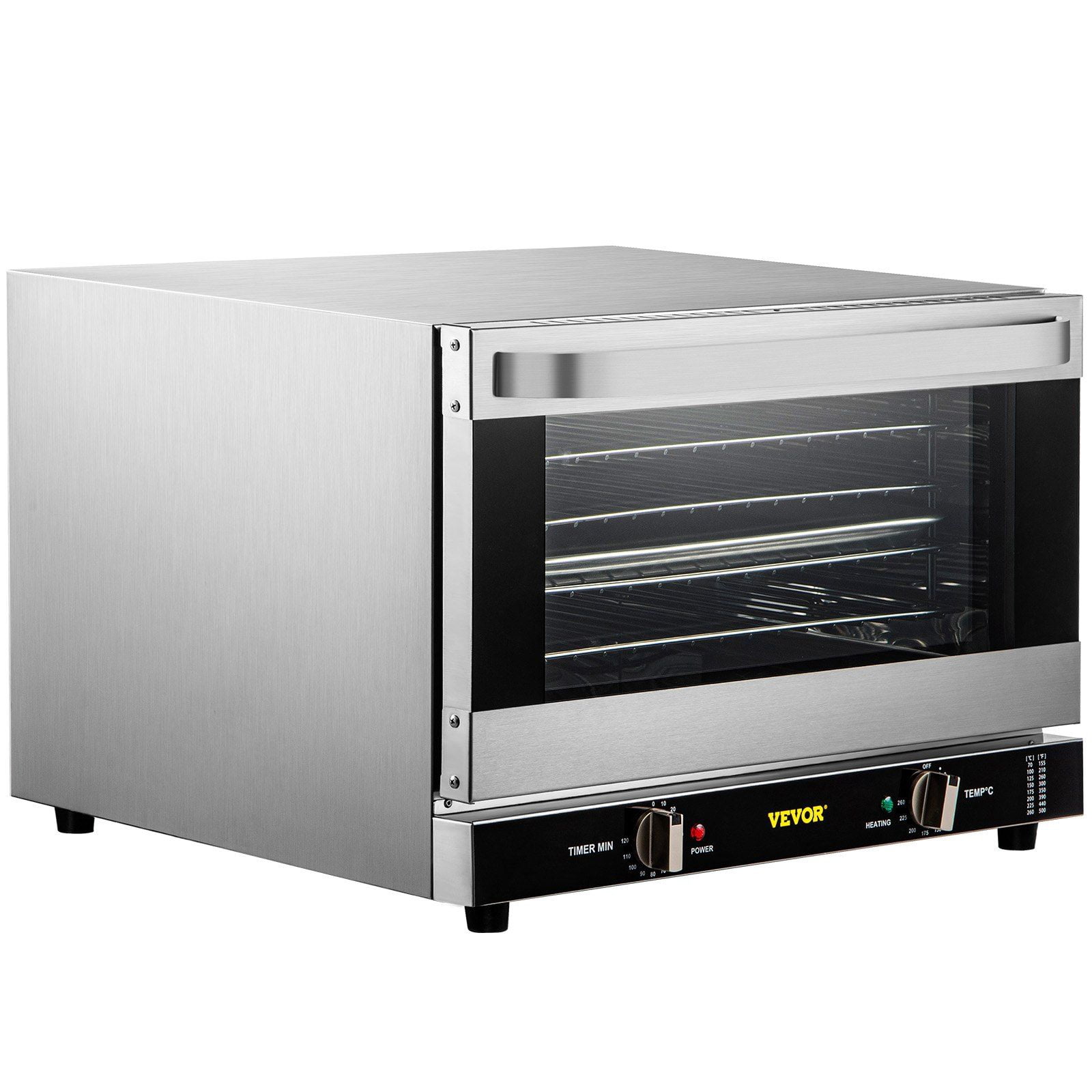 Commercial Convection Oven, 47L Half-Size Countertop, 1600W with 4 Trays, Front Glass Door & Accessories, ETL Listed, 120V