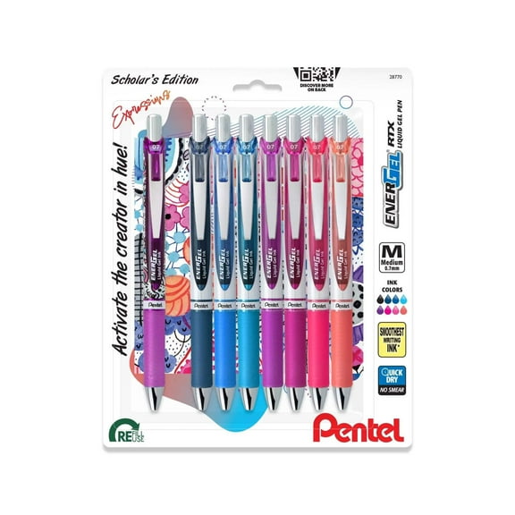 Pentel EnerGel RTX Retractable Liquid Gel Pens 0.7mm 8/Pkg-Creator Expressions