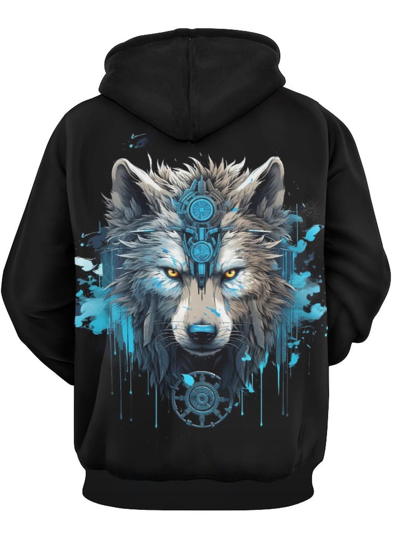 Men's 3D Wolf Print Hoodie - Winter Warm Street Style Hoodie with