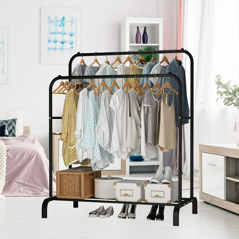 82 in. Rolling Double Rod Clothing Rack