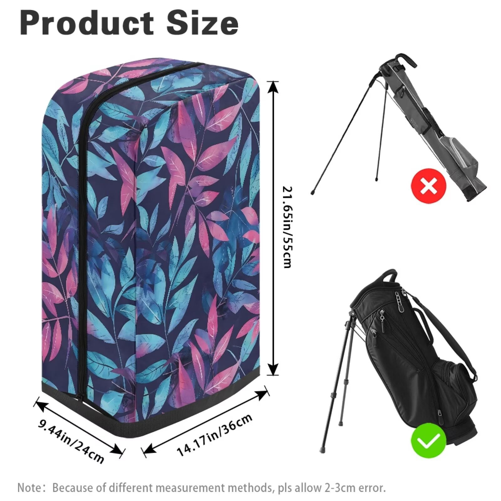 Chririnla Blue Leaves Golf Bag Dust Cover Waterproof & Dustproof Club Protection Universal Golf Club Bag Accessories Great Gift for Men Women Golfers
