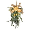 thumbnail image 2 of Corona floral artificial colgante, guirnalda ornamental decorativa en forma de lágrima de seda y Naranja, 2 of 9