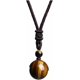 thumbnail image 1 of Crystal Round Stone Bead Pendant, Natural Gemstone Necklace for Men Women(Tiger Eye), 1 of 4