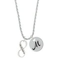 thumbnail image 1 of Delight Jewelry Silvertone Te Quiero Infinity Sign Silvertone Script Initial Disc - M - Charm Necklace, 20"+3", 1 of 4