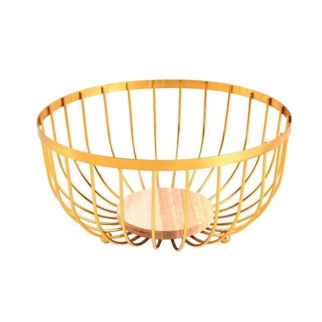 Frutero de encimera Nvzi-a, cesta de alambre para frutas, panes, verduras y aperitivos, dorado