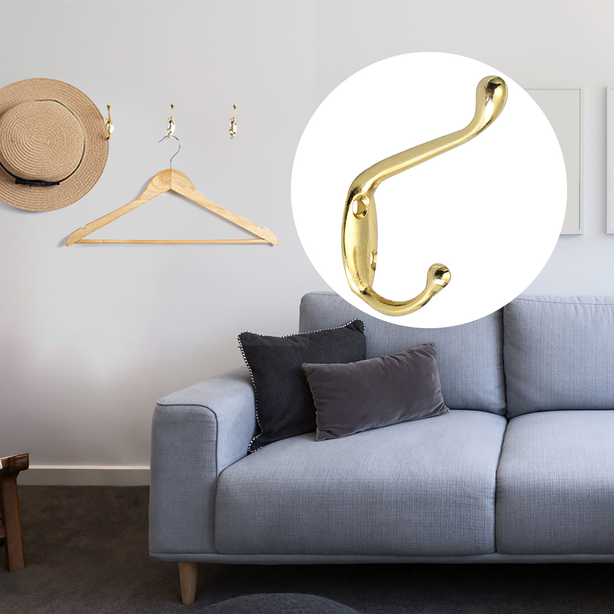 Dual Stainless Steel Wall Hooks Robe Hooks DIY Cloth Closets Hangers w