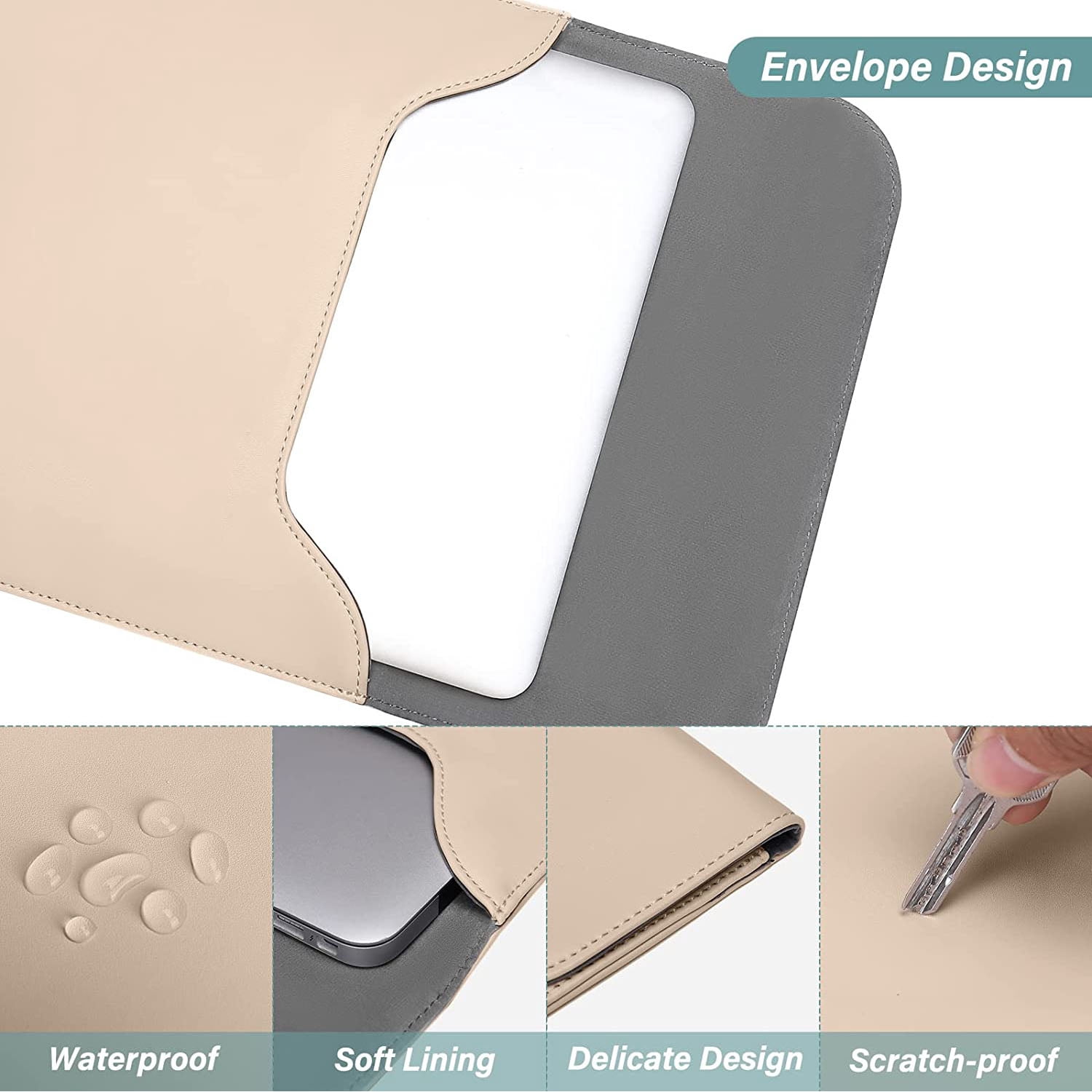Mosiso Laptop Sleeve Case PU Leather Case Compatible With MacBook Air 13 inch M2 A2681 M1 A2337 A2179 A1932/Pro 13 M2 M1 A2338 A2251 A2289 A2159 A1989 A1706 A1708,Notebook Tablet Faux Suede Leather Ca