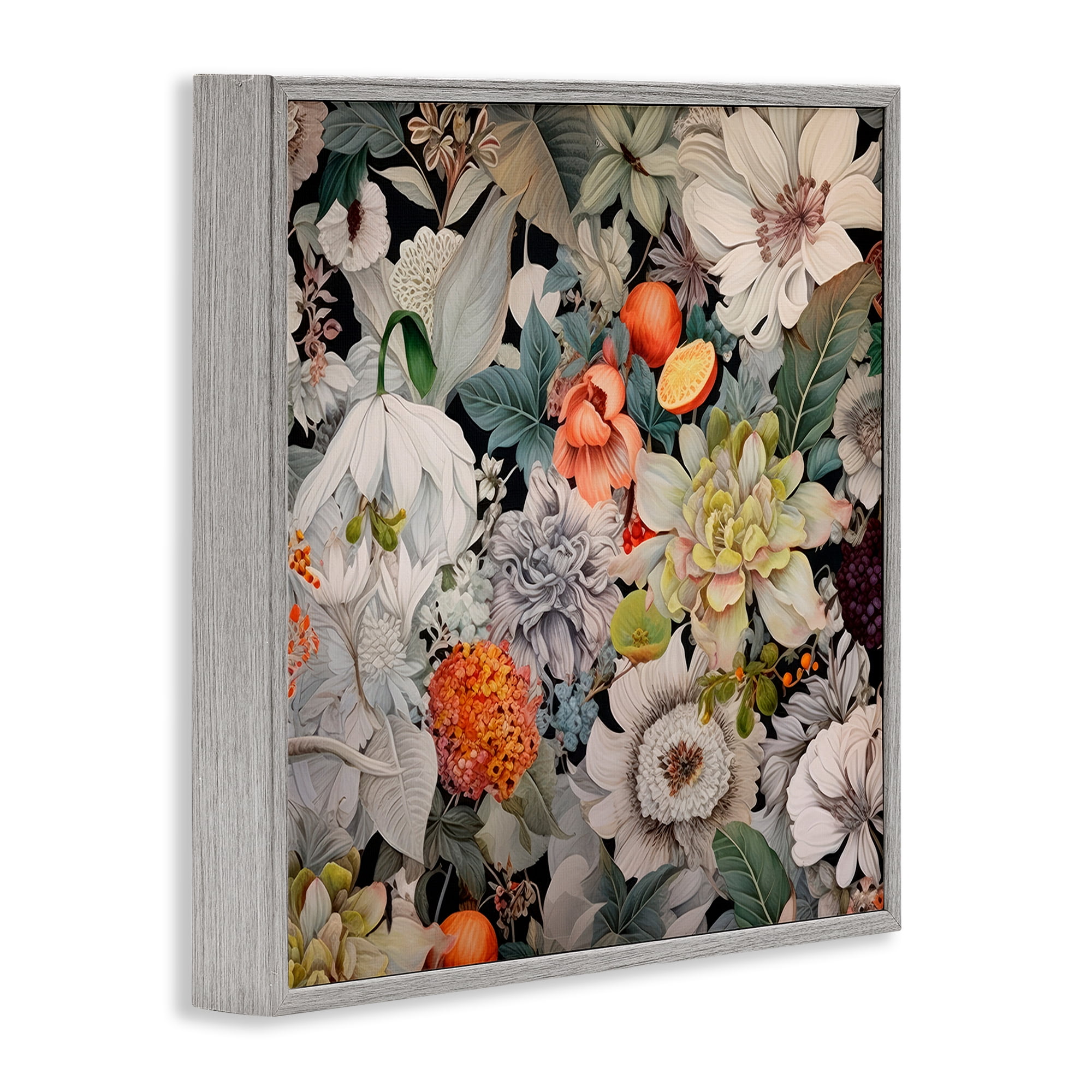 Stupell Industries Grey Mixed Florals Botanical & Floral Painting Gray Framed Art Print Wall Art, 12 x 12