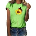 thumbnail image 1 of Glookwis Sunflower Print T Shirt for Women Summer Casual Crew Neck Tops Blouse Daily Wear, 1 of 3