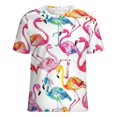 thumbnail image 5 of Flamingo Pattern T Shirts Basic T-Shirt Short Sleeve Ladies Tee Shirt Summer Graphic Clothing, 5 of 6