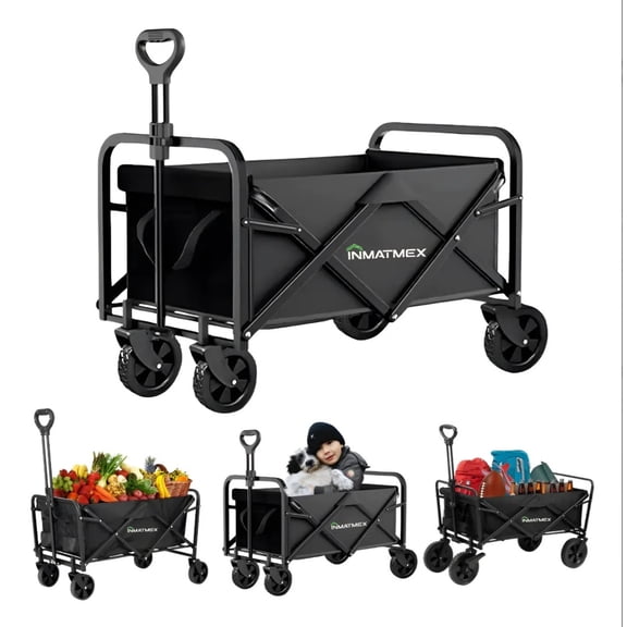 CARRITO DE MANDADO MULTIUSOS PLEGABLE NEGRO INMATMEX