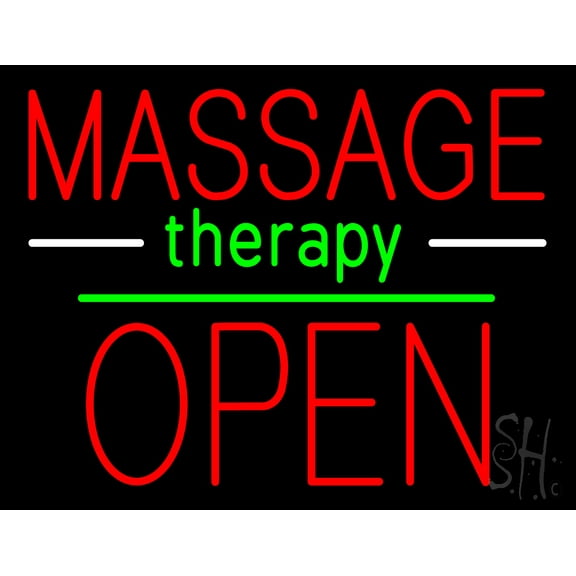 Oval Massage Therapy Open LED Neon Sign 15 x 19 - inches, Black Square Cut Acrylic Backing, with Dimmer - Bright and Premium built indoor LED Neon Sign for Spa interior decor and storefront.