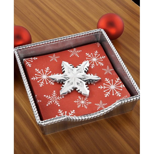 Lenox Everyday Soiree Holiday Napkin Holder Set with Weight, Snowflake