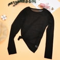 thumbnail image 2 of GOOHOCHY Blusa de malla transparente para mujer, cuello redondo, manga larga, malla, transparente, para fiesta, lisa, talla XL, 2 of 8